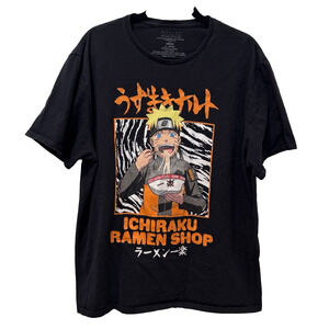 Naruto Shippuden Ichiraku Ramen Shop Black T-Shirt Men's Large Shirt Men Size XL